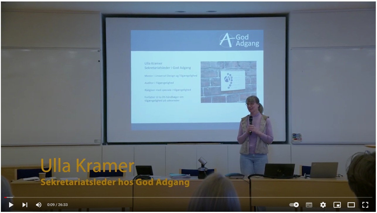 Screendump af Ulla Kramers video - Seminar om tilgængelighed - 9-3-23