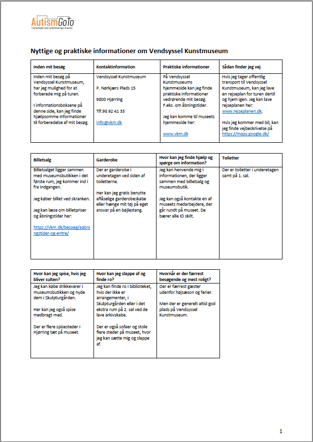 Foto af informationsside for Vendsyssel Kunstmuseum